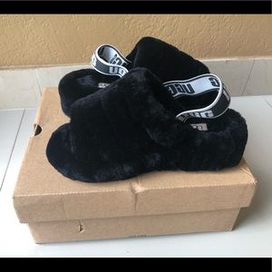 black ugg slides